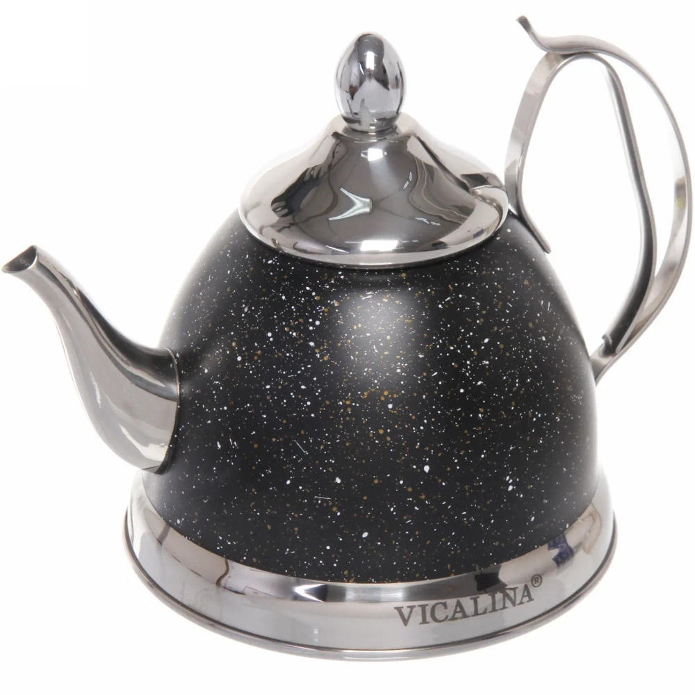 Чайник из нержавеющей стали 1л «Vicalina» с ситом, черный