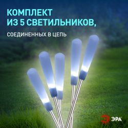 Светильник уличный ЭРА ERASF23-13 Камыши на солнечной батарее садовый высота 60 см 5 шт 5 LED