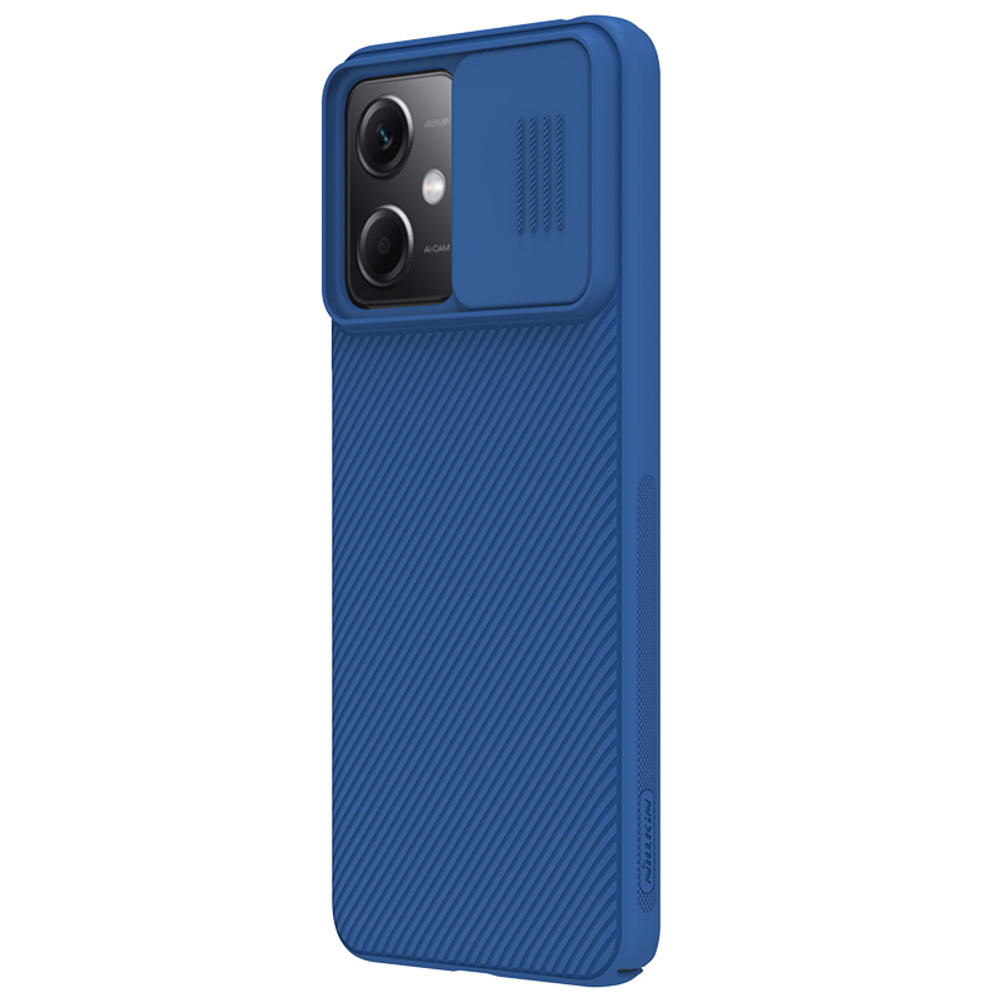 Тонкий чехол синего цвета от Nillkin с защитной шторкой для камеры для Xiaomi Redmi Note 12 и Poco X5 5G, серия CamShield Case