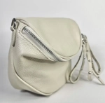 Женская кросс-боди сумка из натуральной кожи молочного цвета