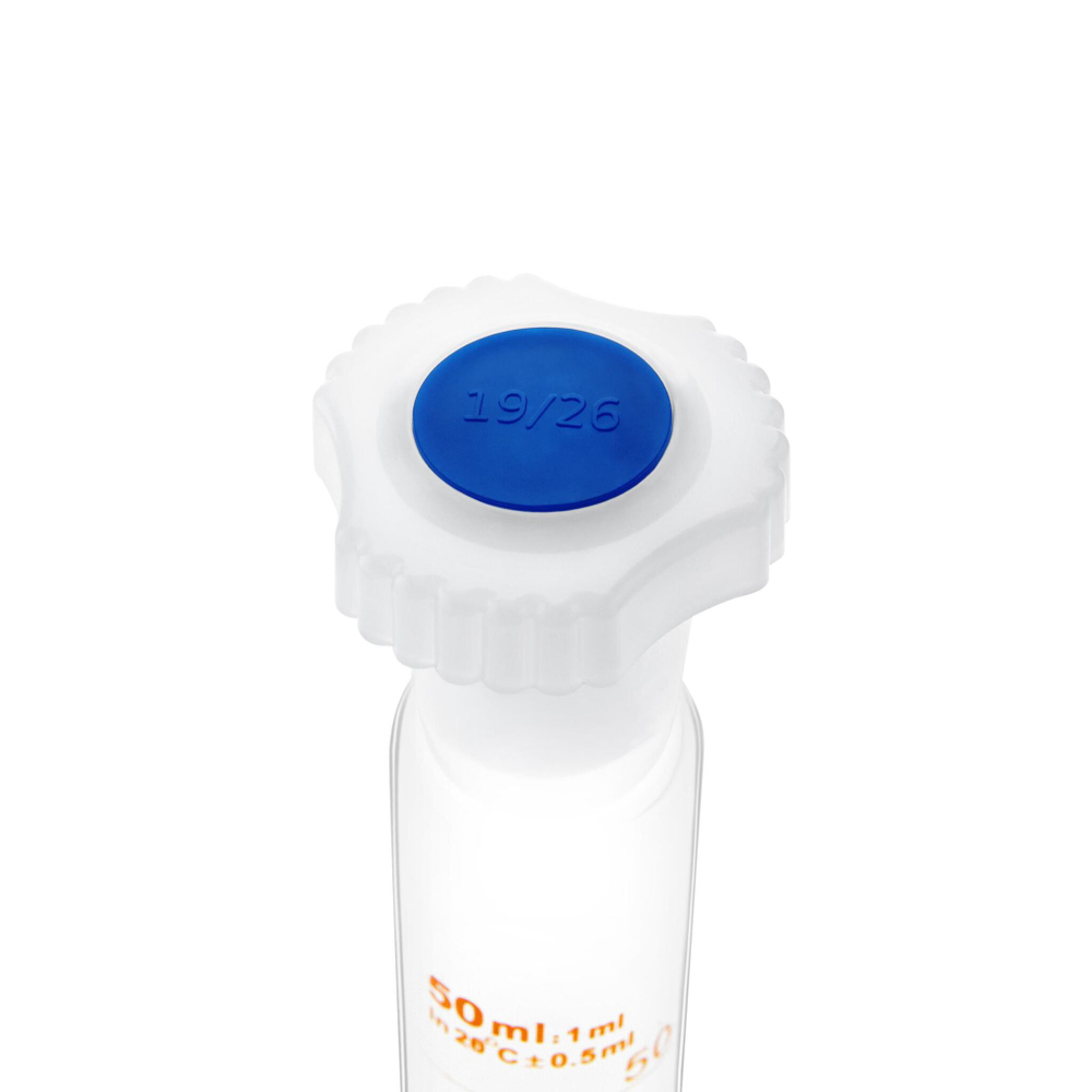 Цилиндр мерный стеклянный с пластиковой пробкой, 50 мл, с круглым стеклянным основанием