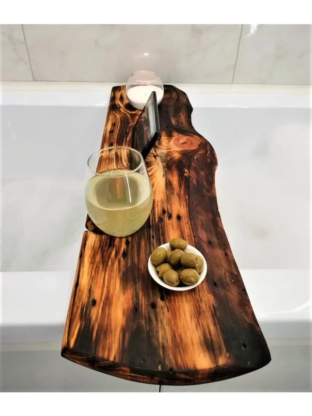 Полка столик (подставка) для ванной из 100% цельного кедра