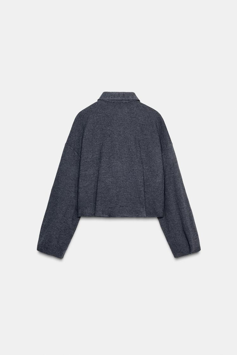 ZARA КУРТКА ИЗ МЯГКОЙ САРЖИ, СЕРЫЙ МЕЛАНЖ