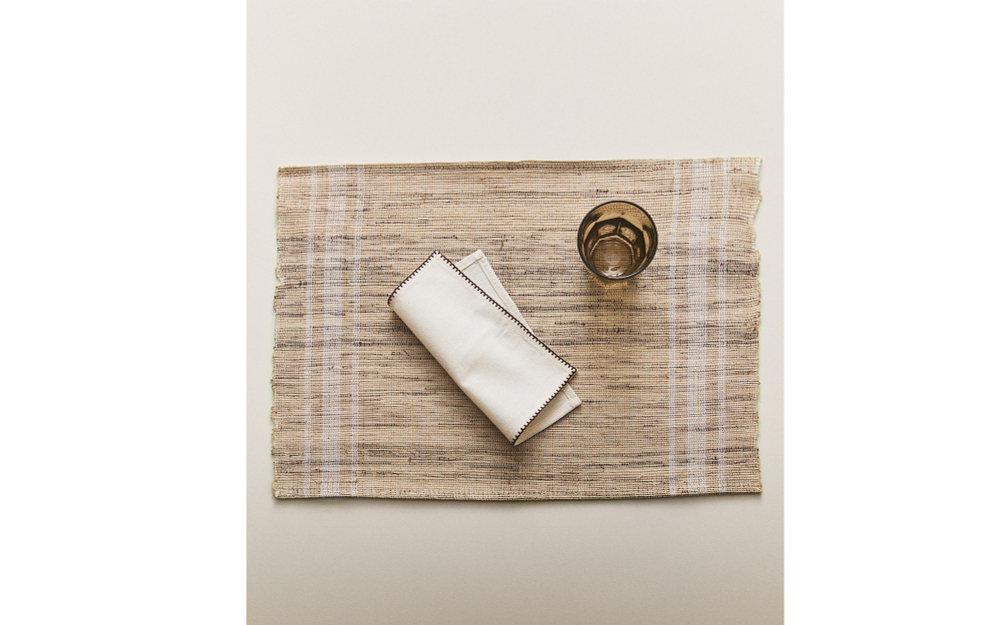 Zara Home сервировочная салфетка из рами, узор в полоску, 50 35 см
