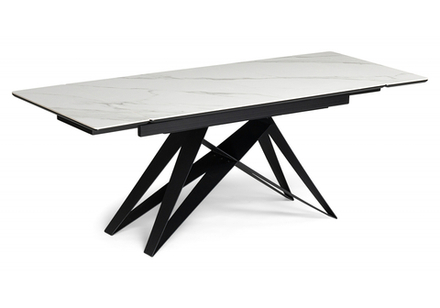 Керамический стол Woodville Блэкберн 140(200)х80 белый мрамор snow white, черный