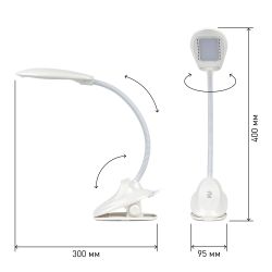 Настольный светильник ЭРА NLED-478-8W-W светодиодный на прищепке белый