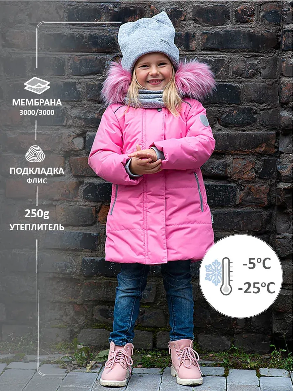 Пальто утепленное для девочки зима мембрана