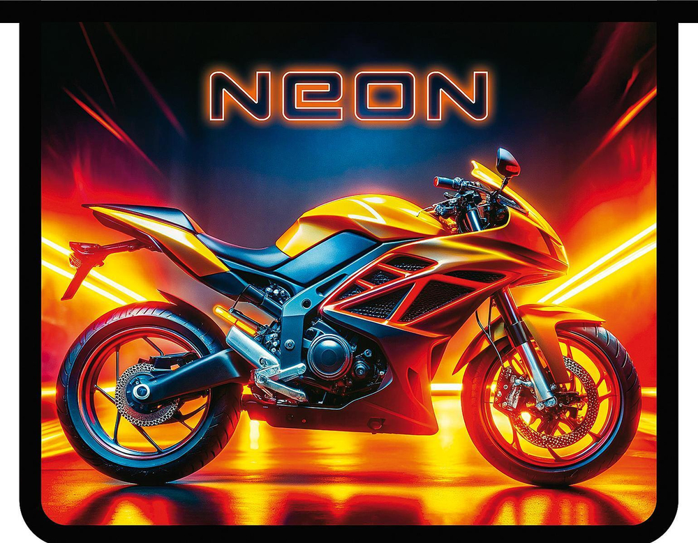 Папка д/тетрадей А5 пластиковая, молния сверху 230/190/50 "Неоновый мото 2025" (Пчелка)