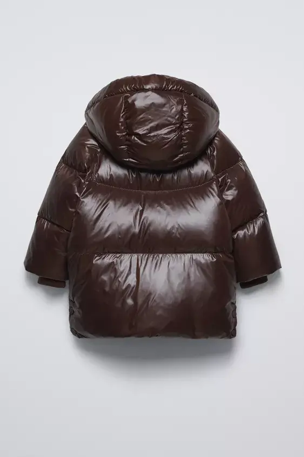 ZARA ПУХОВИК С НАПОЛНИТЕЛЕМ ИЗ ПЕРА И ПУХА WATER REPELLENT, ТЕМНО-КОРИЧНЕВЫЙ