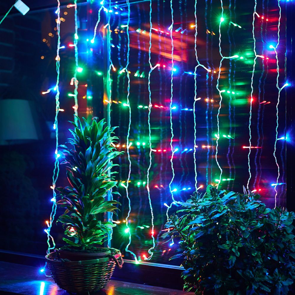 ULD-C3020-160-DTA MULTI IP20 Занавес светодиодный. 3х2м. 160 светодиодов. Разноцветный свет. Провод прозрачный. TM Uniel