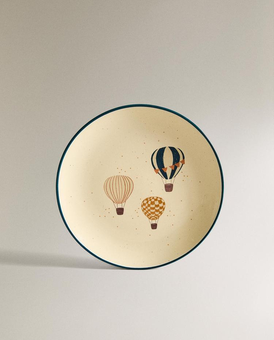 ZARA HOME ДЕТСКАЯ ТАРЕЛКА ИЗ КЕРАМИКИ «ВОЗДУШНЫЕ ШАРЫ», РАЗНОЦВЕТНЫЙ
