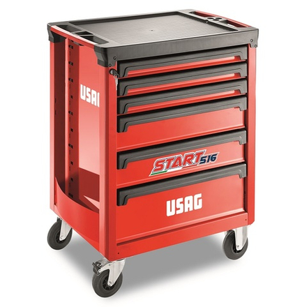 516 ST6V Тележка инструментальная, 6 ящиков, отделка пластмассой, красная, USAG (Италия)