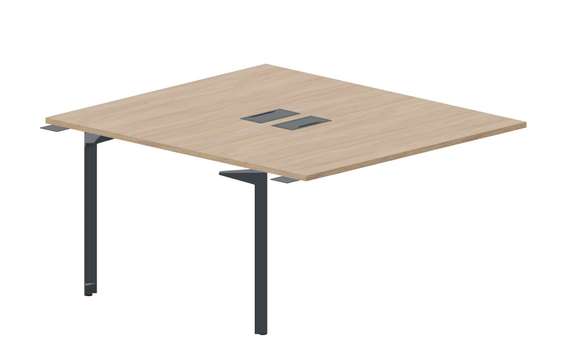 Составной стол на 2 рабочих места 138х156,6х75см (2 металлических  аутлета) - приставной элемент