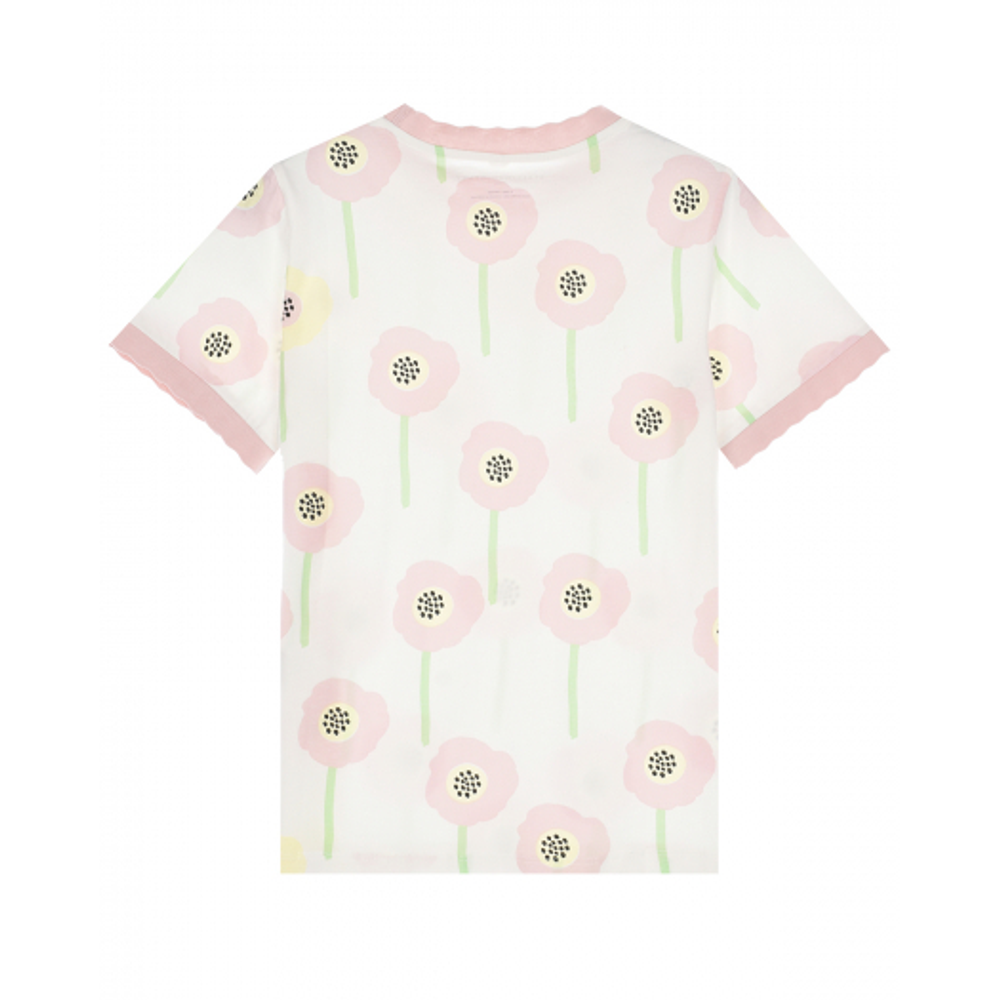 Футболка STELLA McCARTNEY Экрю/Принт: розовые цветы/Розовая отделка (Девочка)