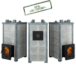 Печь Эверест "Легкий пар Профи" каменка «по-серому», Талькохлорит, S-50 мм, Резная (2 стороны)