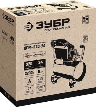 ЗУБР 320 л/мин, 24 л, 2200 Вт, масляный компрессор, Профессионал (КПМ-320-24)