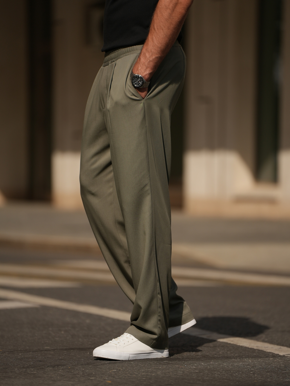 Брюки широкие легкие | olive