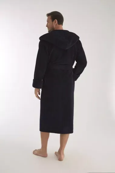 Халат мужской с капюшоном 1335 синий Nusa Турция