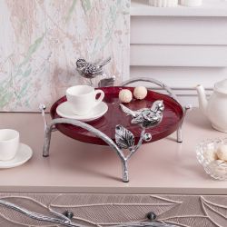 Фруктовница-конфетница Терра (поднос) Античное серебро Бордовый