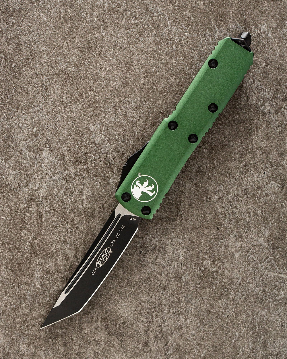 Автоматический складной нож SteelBro Microtech UTX-85 T/E Tanto Black Standart VG10 233-1OD (зеленый)