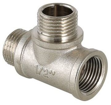 Тройник Valtec 1/2"х1/2"х1/2" ВР/НР/НР латунный никелированный VTr.133.N.0004