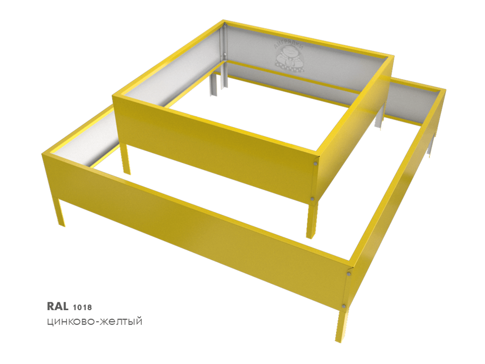 Клумба квадратная оцинкованная 2 яруса RAL 1018 Цинково-жёлтый