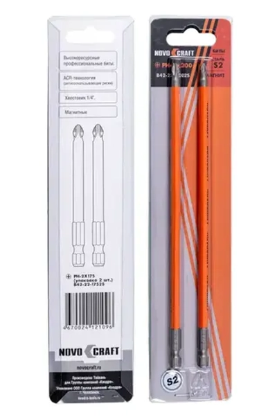 Биты PH 2 X 200 мм (упаковка 2 шт.) Novocraft