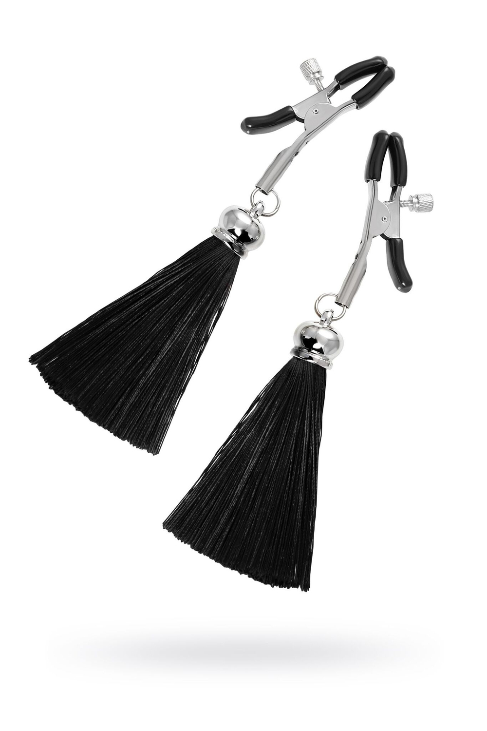 Зажимы на соски «Прищепки» с черными кисточками из шелка (Цвет: черный)