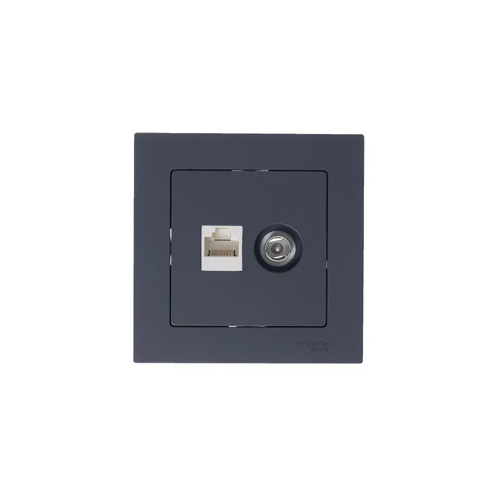 ATLASDESIGN РОЗЕТКА двойная ТВ + компьютерная RJ45 кат. 5e, механизм, ГРИФЕЛЬ