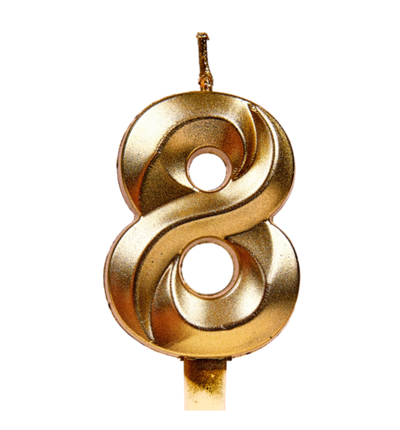 Свечи для торта, цифра 8 (золото, 5 см)