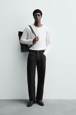 ZARA ДЖИНСЫ FLARE FIT SELVEDGE, ЧЕРНЫЙ