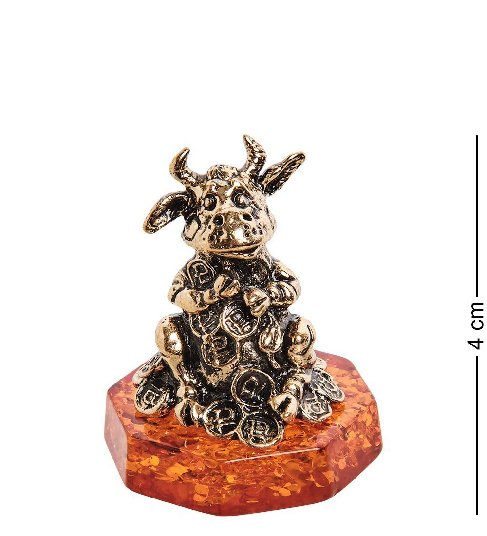 Народные промыслы AM-2829 Фигурка «Бык денежный» (латунь, янтарь)