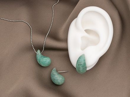 Серьги-гвоздики "Капли" 19,5мм, амазонит