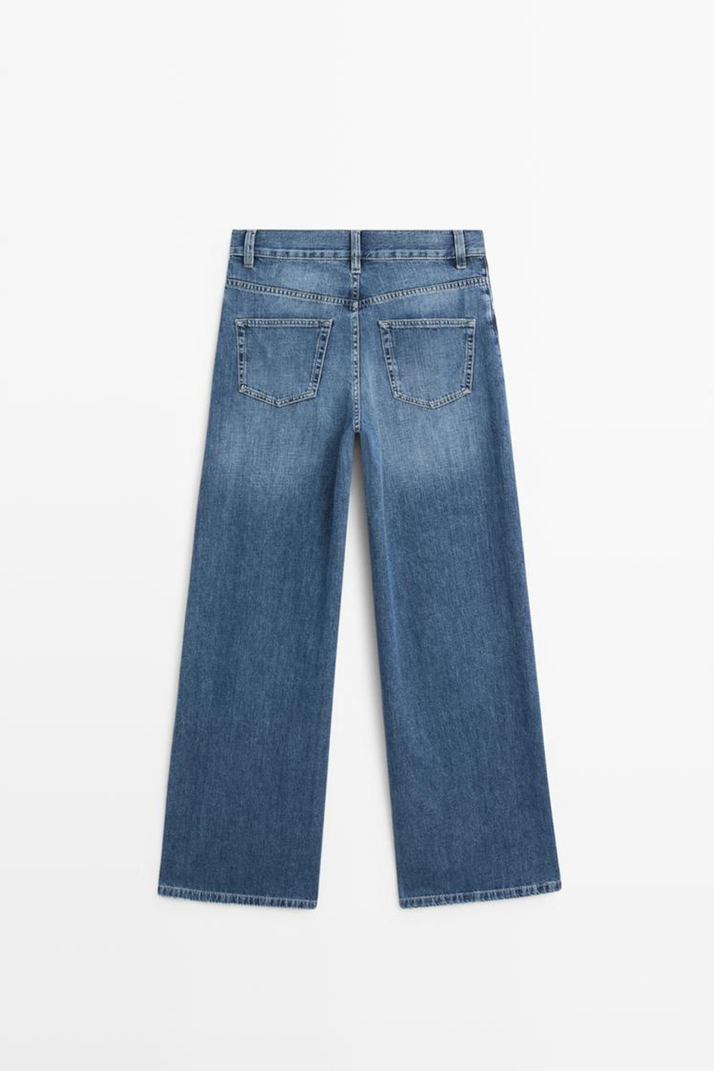 Massimo Dutti Джинсы с высокой талией и широкими штанинами, средне-синий