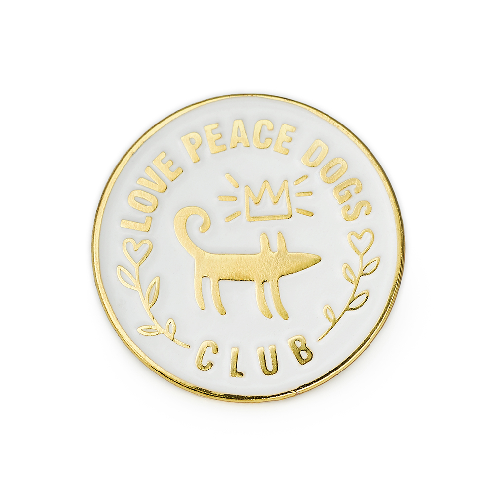 Значок эмалированный LOVE PEACE DOGS CLUB Шарик