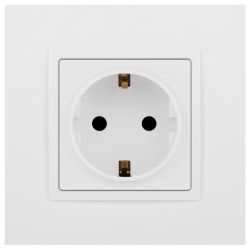 Розетка ЭРА Elegance 14-2102-01М 2P+E Schuko со шторками, 16А-250В, белый матовый