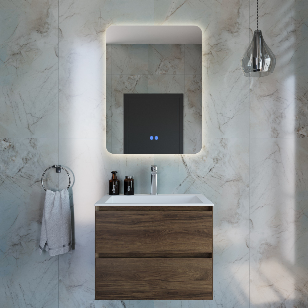 База под раковину Luka 600 подвесная, 2 выкатных ящика soft-close, С.Oak