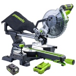 Торцовочная пила акк. Greenworks GD24MS216, 24V, б/щ, 4800 об/мин, 216x30мм,рез 65х310мм,с 1хАКБ 4Ач и быстрым ЗУ (1501707UB)