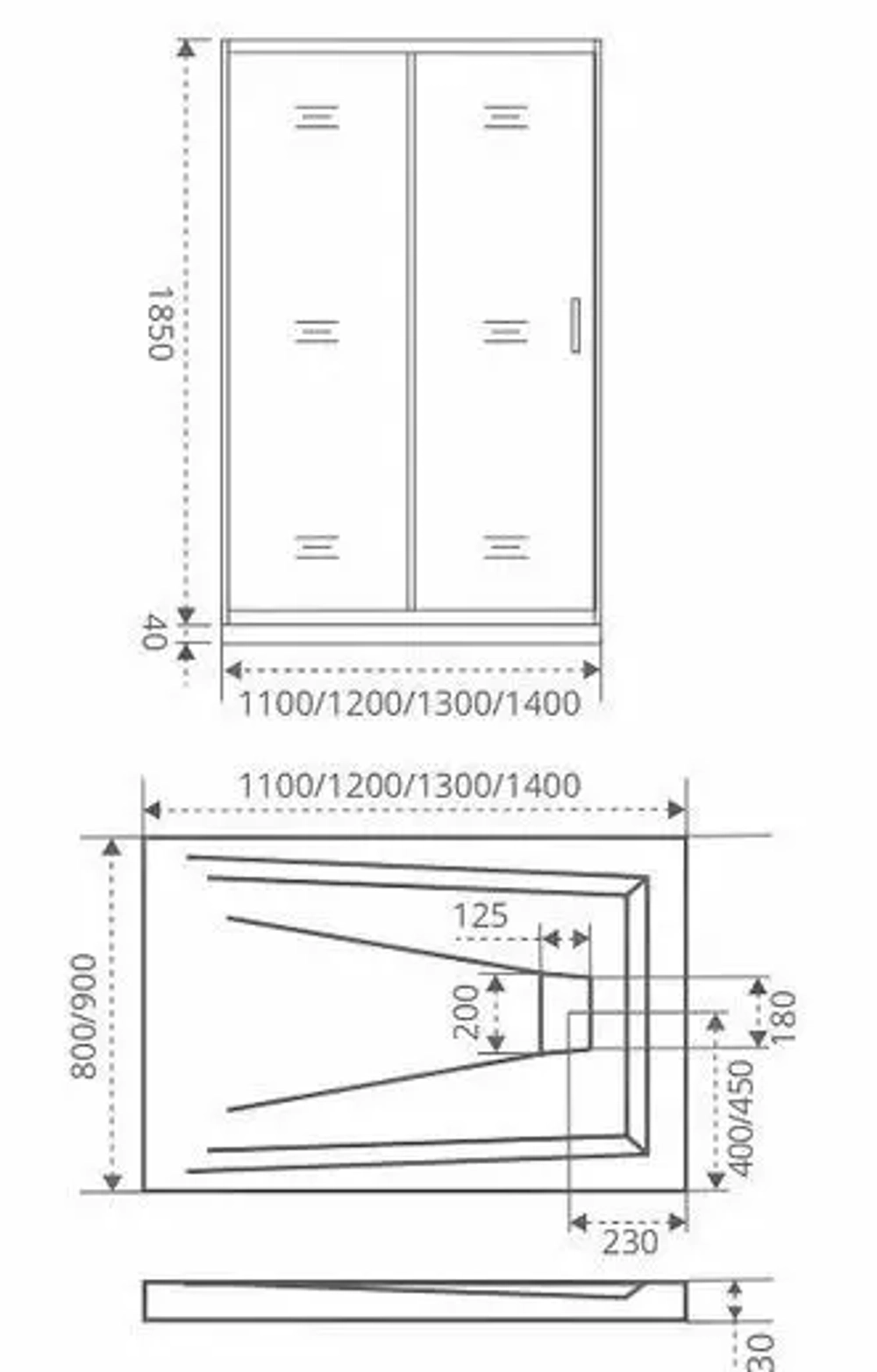 Душевая дверь в нишу Bas Infinity WTW-140-C-CH 140*185 без поддона