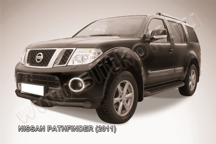 Защита переднего бампера (нержавейка) Nissan Pathfinder (2010-2014) d76 (черный)