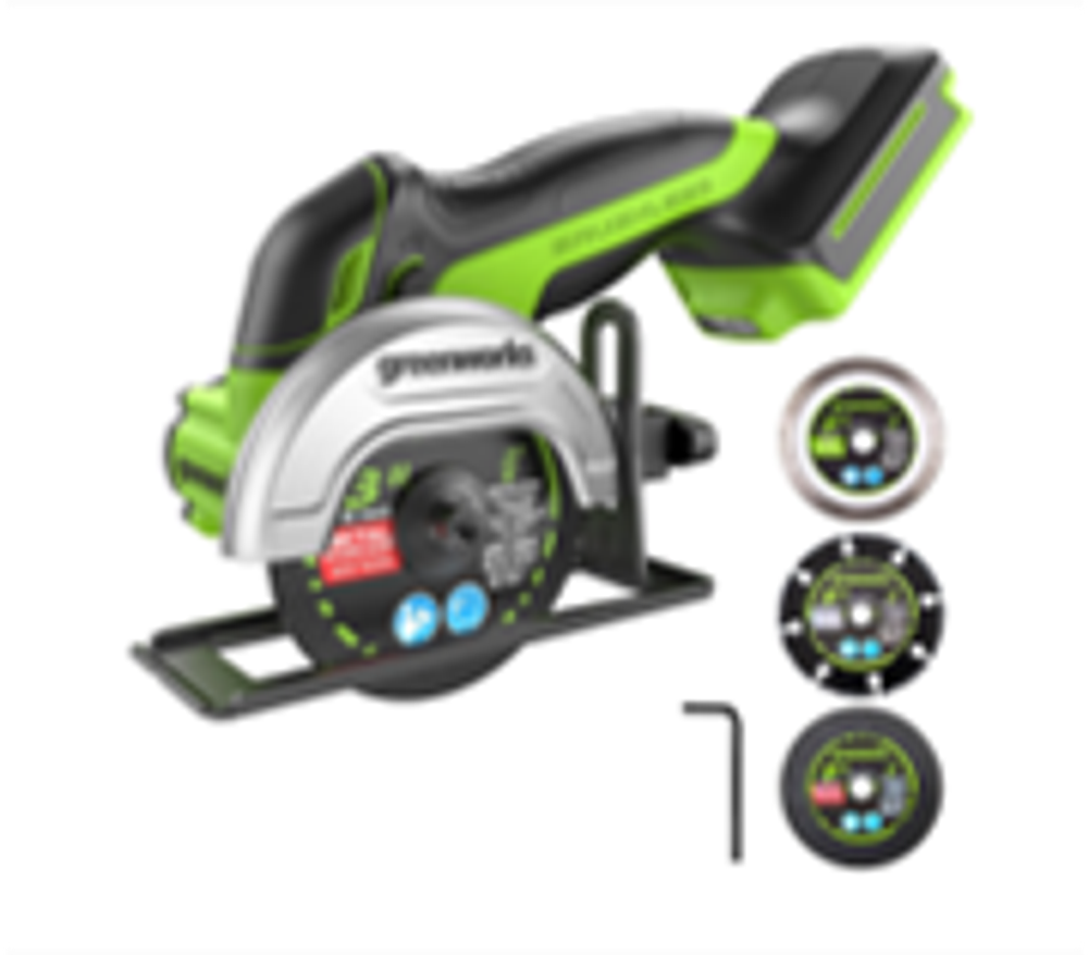 Углошлифовальная машина Greenworks GD24UCS, 24V, бесщеточная,76 мм, рез 18 мм, без АКБ и ЗУ (3402007)
