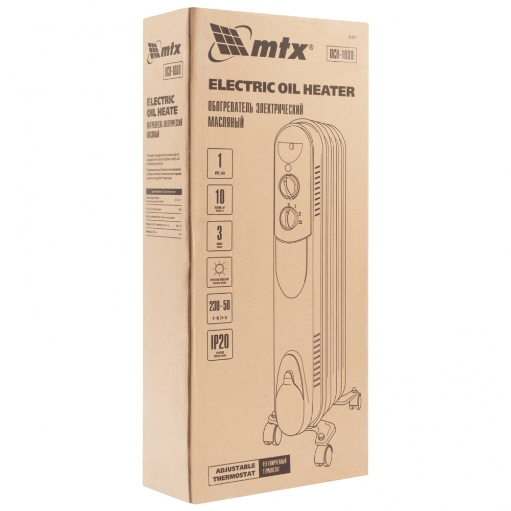 Масляный обогреватель MTX OCH-1000, 230 В, 1000 Вт // MTX