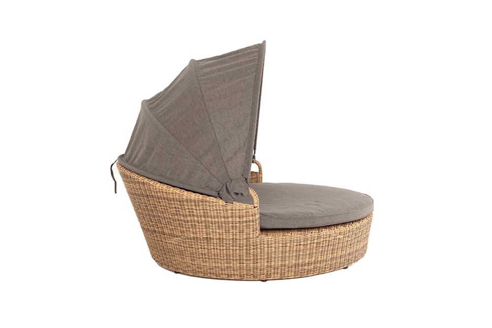 "Стильяно" плетеная кровать круглая, цвет соломенный