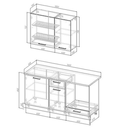 Кухонный гарнитур Изумруд 1600 (38мм)