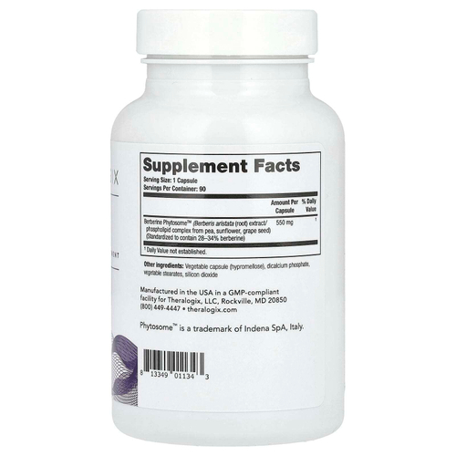 Theralogix, Берберин, улучшенное усвоение, 90 капсул (550 мг на капсулу)