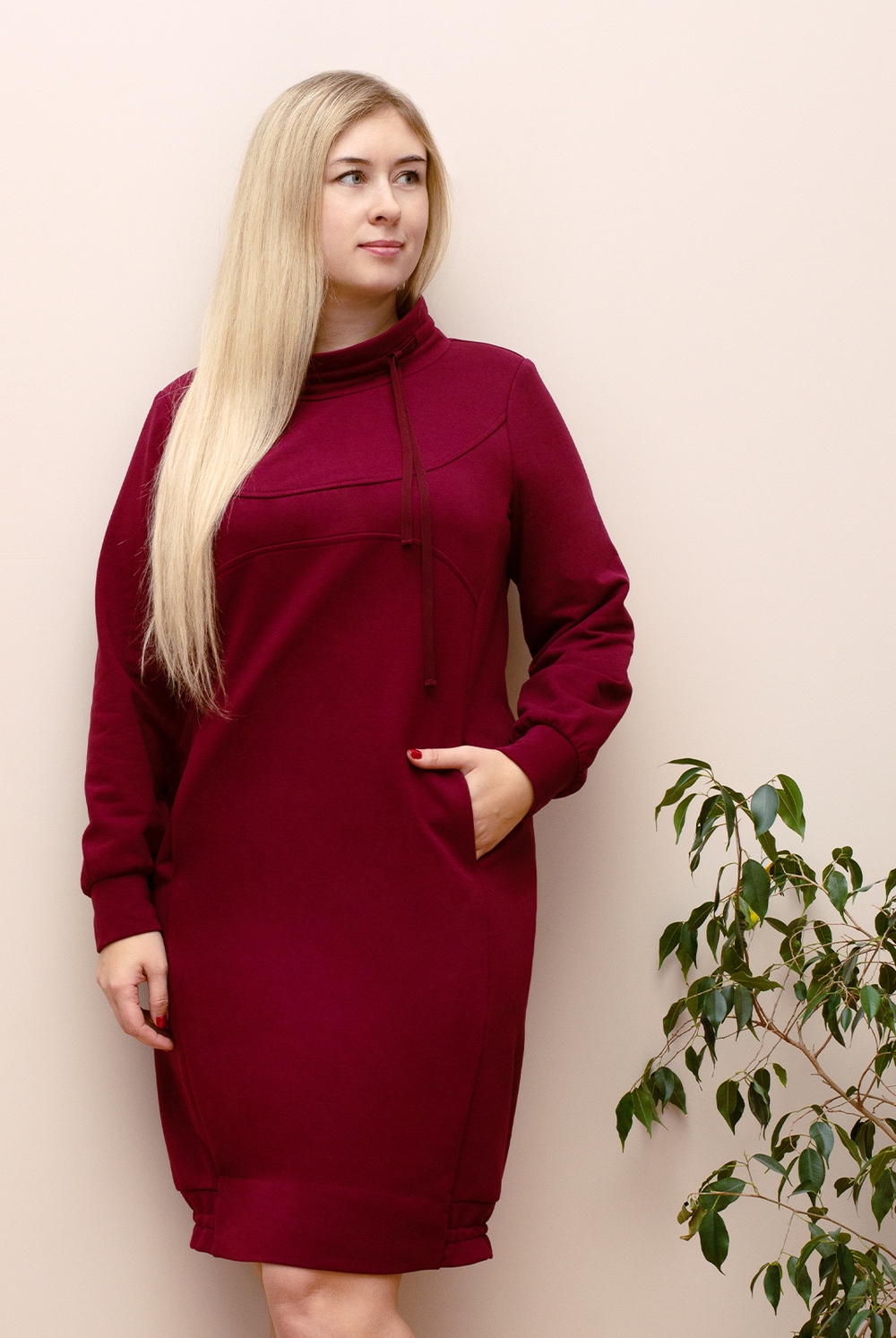 Платье женское 3502ВП, бордовый #58Бор053502ВП