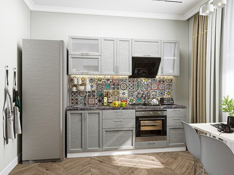 Прямая модульная кухня Сканди-02 Grey Softwood - Белый 2140*2200*600