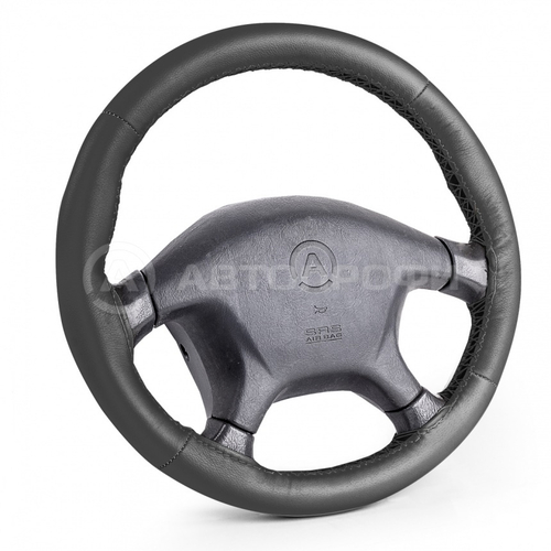 Оплетка руля M 37-38 см кожа для перетяжки (нить, игла) черная (AUTOPROFI)