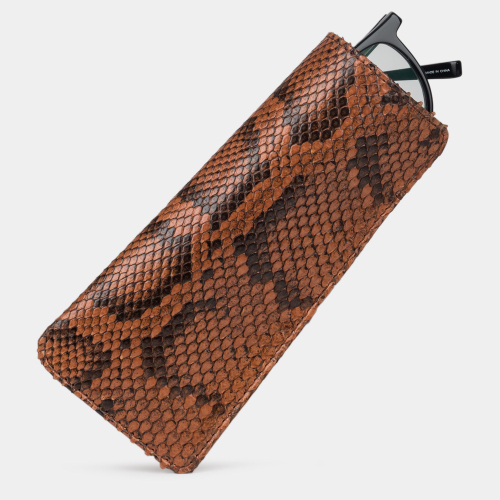 Футляр для очков Lunette из кожи питона, цвета коньяк