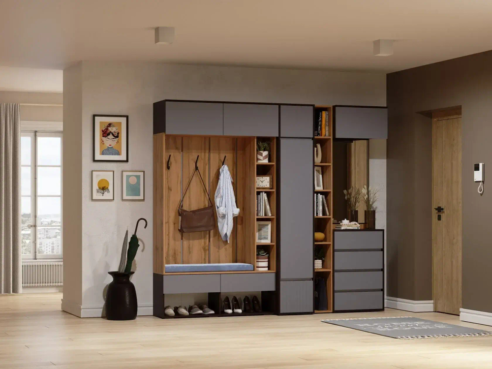 Навесной шкаф Woodville Роут венге, графит софт